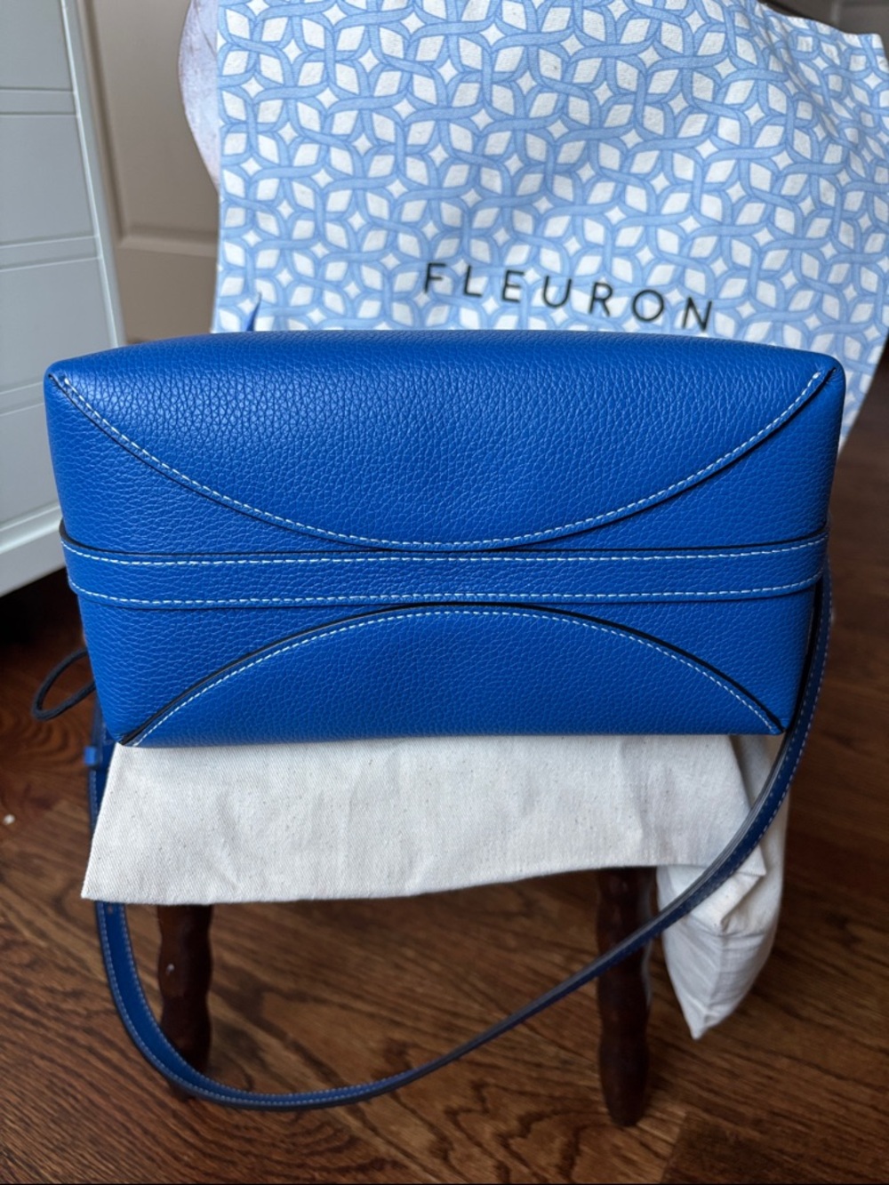 Medium Swann Top-Handle Shoulder Bag in Cobalt Blue - Picture 7 of 13